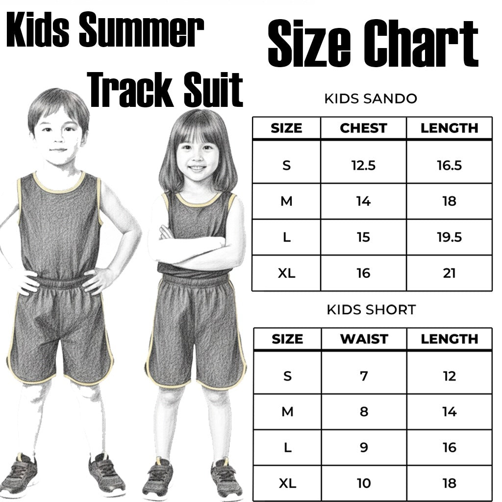 Kids Sando and Shorts Track Suit 2 Pcs Set -small to xl