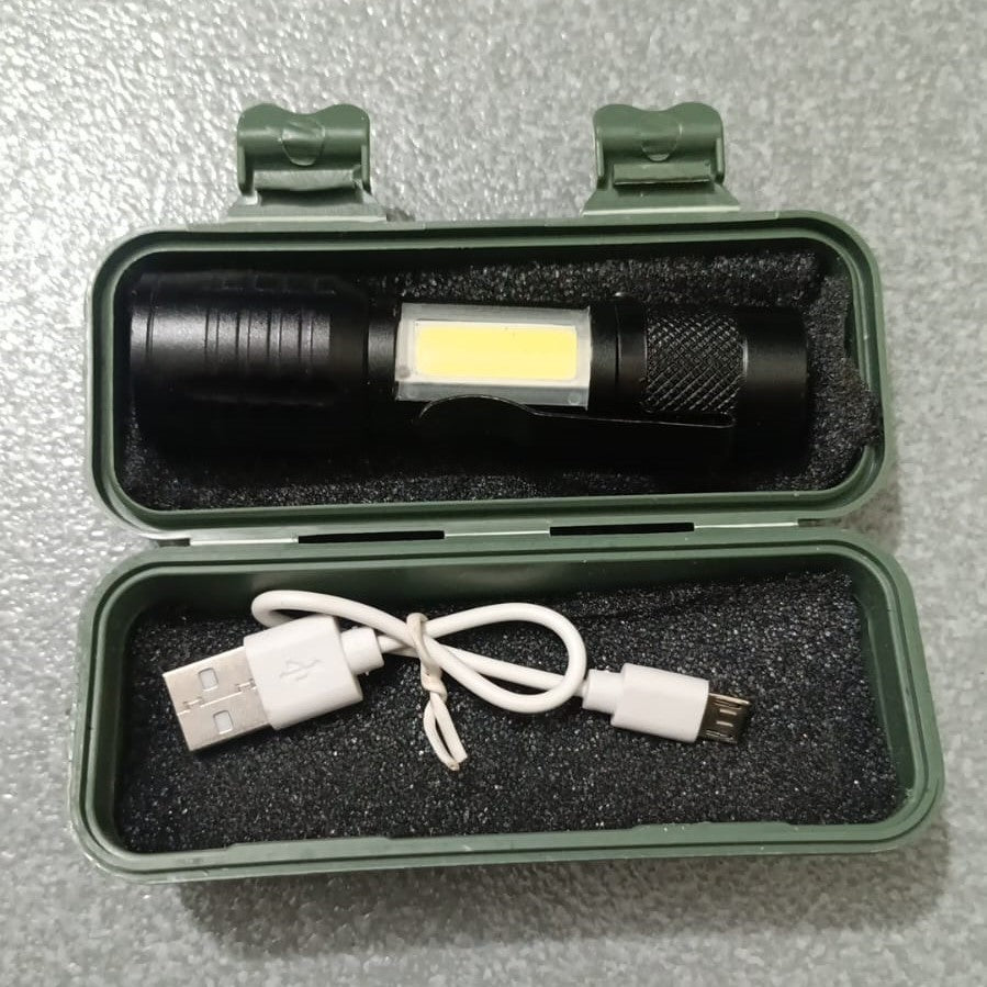 Metal COB Flashlight Torch | Mini LED Rechargeable Work Light