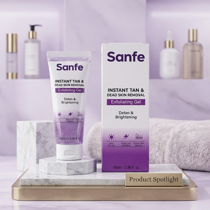 Sanfe Instant Tan And Dead Skin Removal Exfoliating Gel Detan Brightening 100ml
