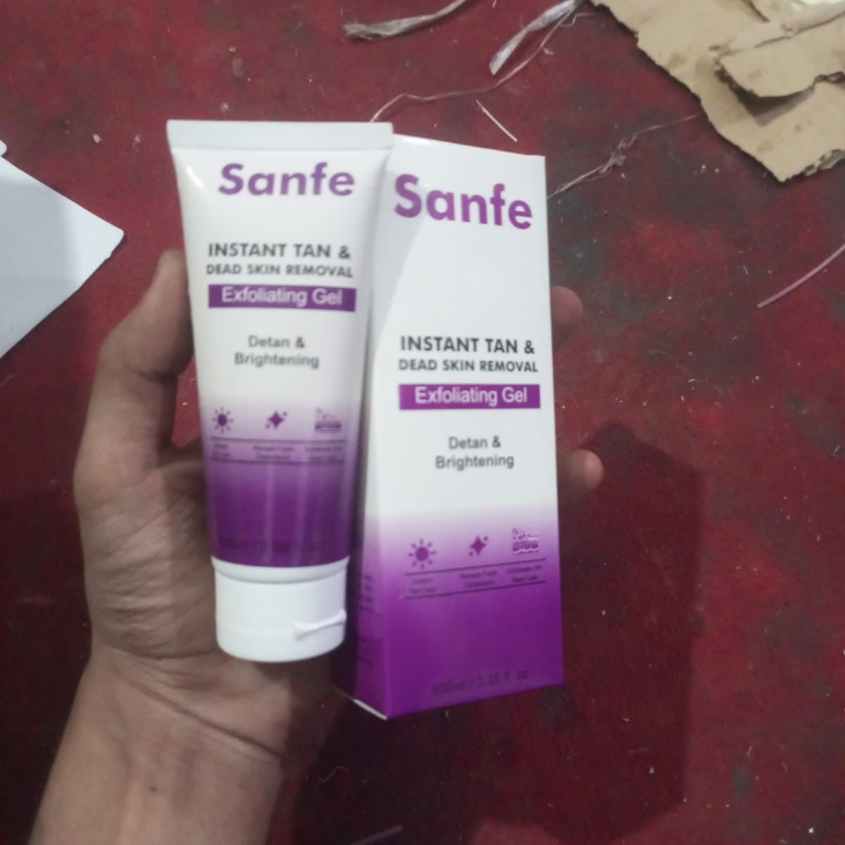 Sanfe Instant Tan And Dead Skin Removal Exfoliating Gel Detan Brightening 100ml
