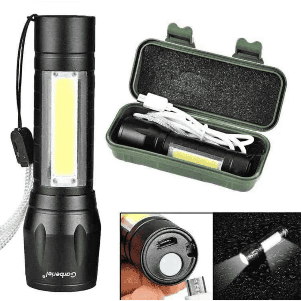 Metal COB Flashlight Torch | Mini LED Rechargeable Work Light