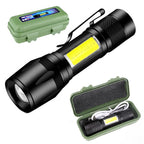 Metal COB Flashlight Torch | Mini LED Rechargeable Work Light