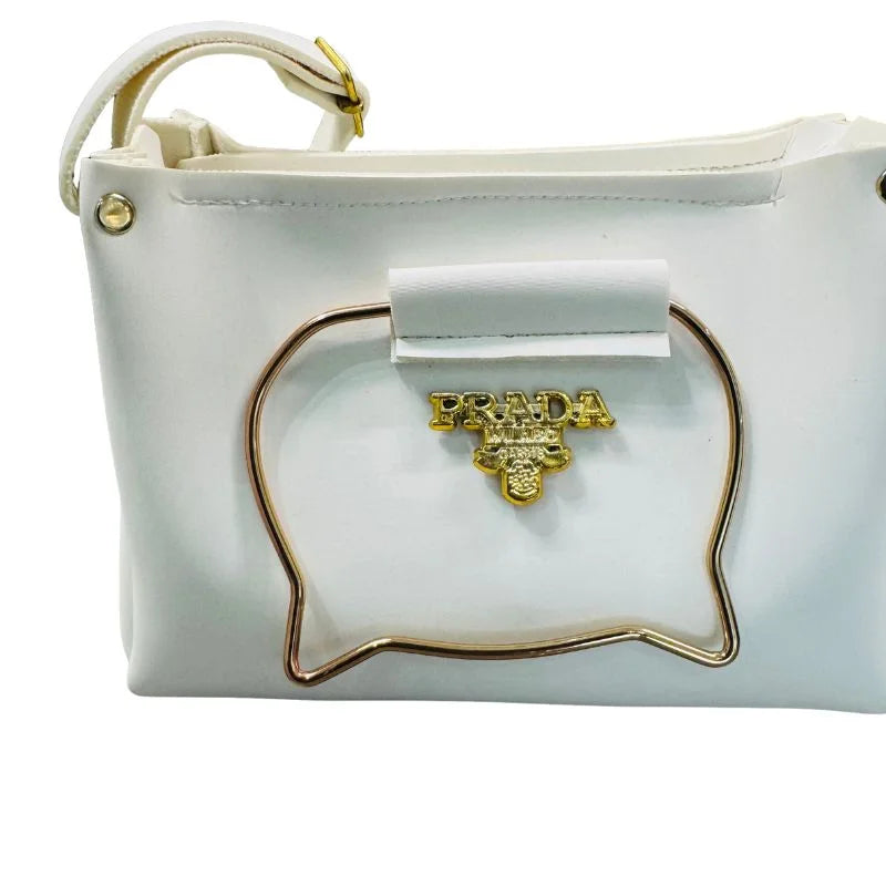 White Elegant Cat Handle Handbag for Girls & Ladies | Stylish Shoulder
