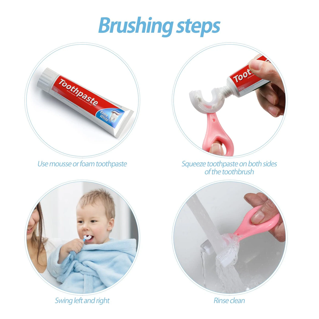 360° U-Shaped Baby Toothbrush | Soft Silicone Kids Oral Care & Teether Brush