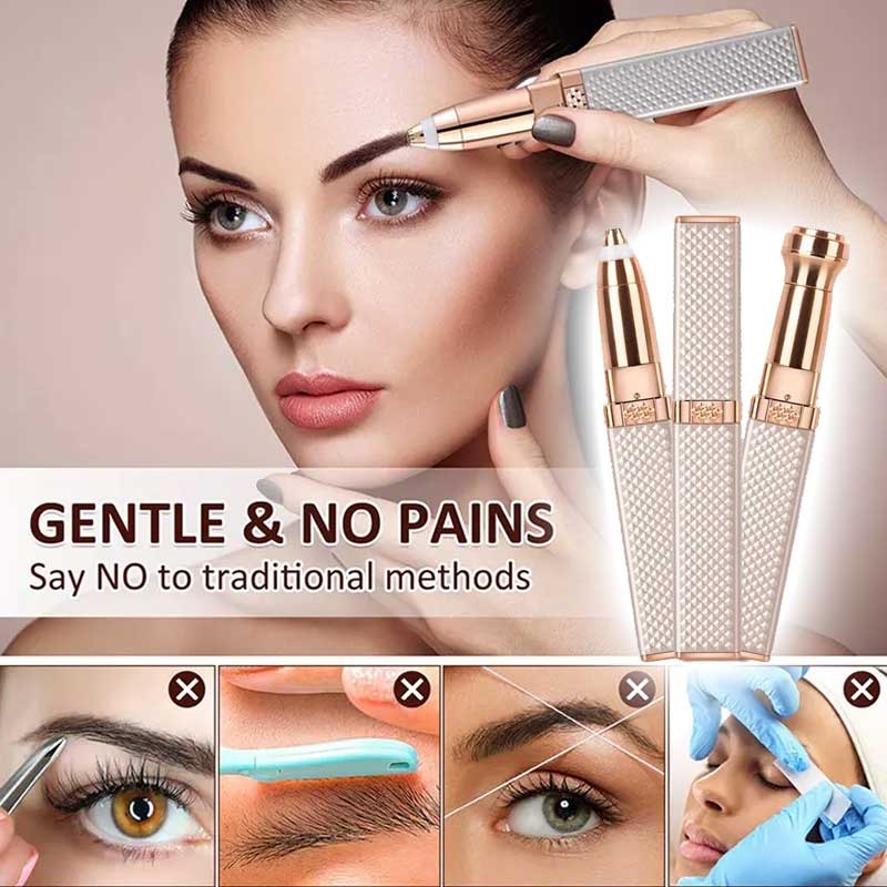 2-in-1 Flawless Hair Remover &amp; Eyebrow Trimmer – Portable Electric Facial Hair Trimmer for Women