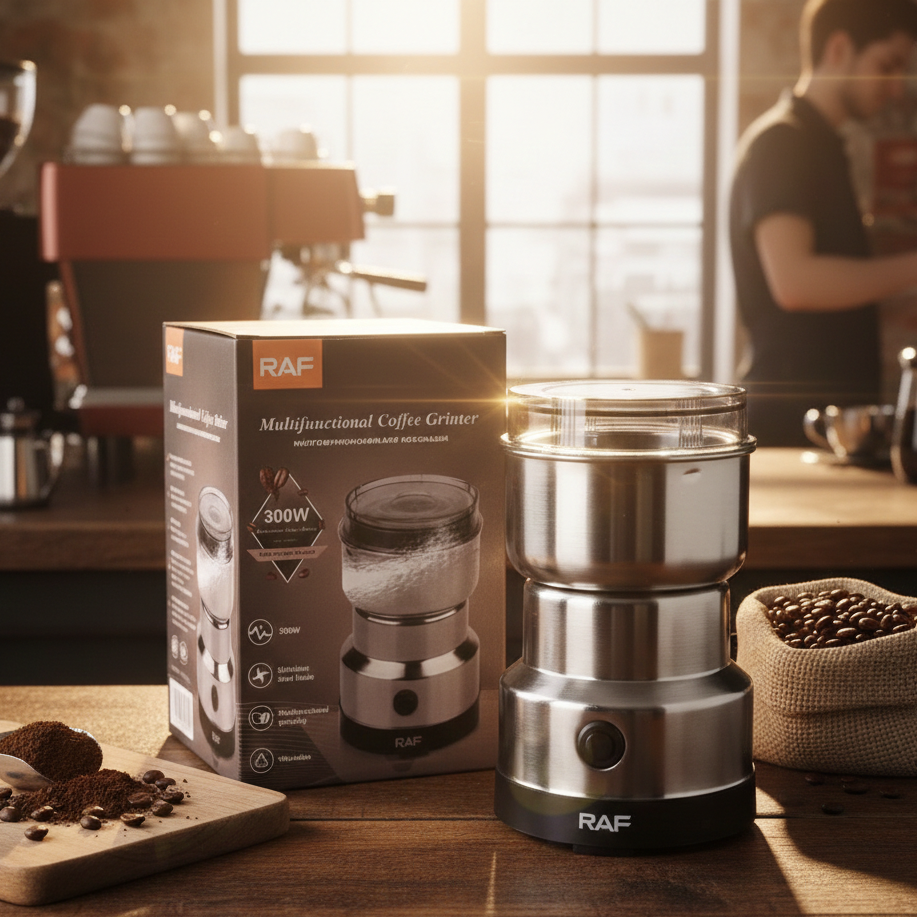 RAF R‑7113 Electric Grinder | 300W | Stainless Steel Blades | 85‑100g Capacity