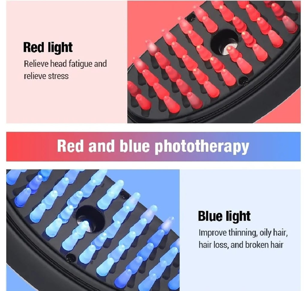 Rechargeable Electric Hair Growth Comb with Steam Spray &amp; Red/Blue LED Therapy