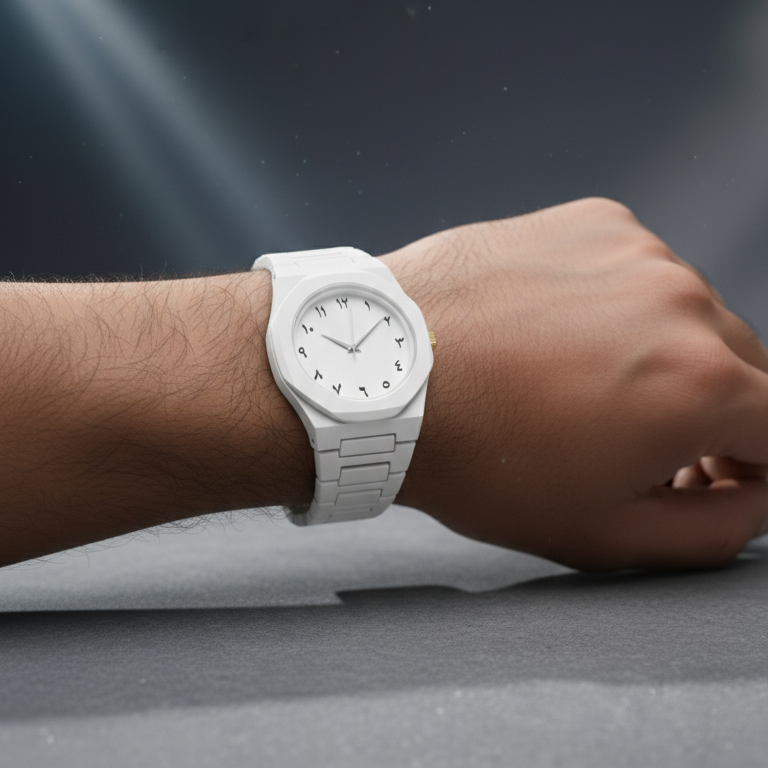 Full White Aura Watch Stylish Design Compact Build Perfect Choice