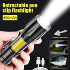 Metal COB Flashlight Torch | Mini LED Rechargeable Work Light