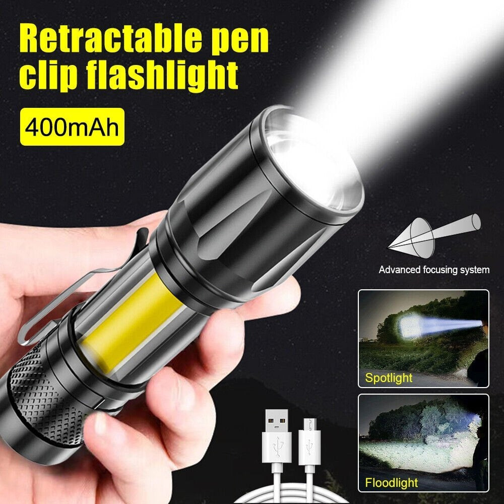 Metal COB Flashlight Torch | Mini LED Rechargeable Work Light