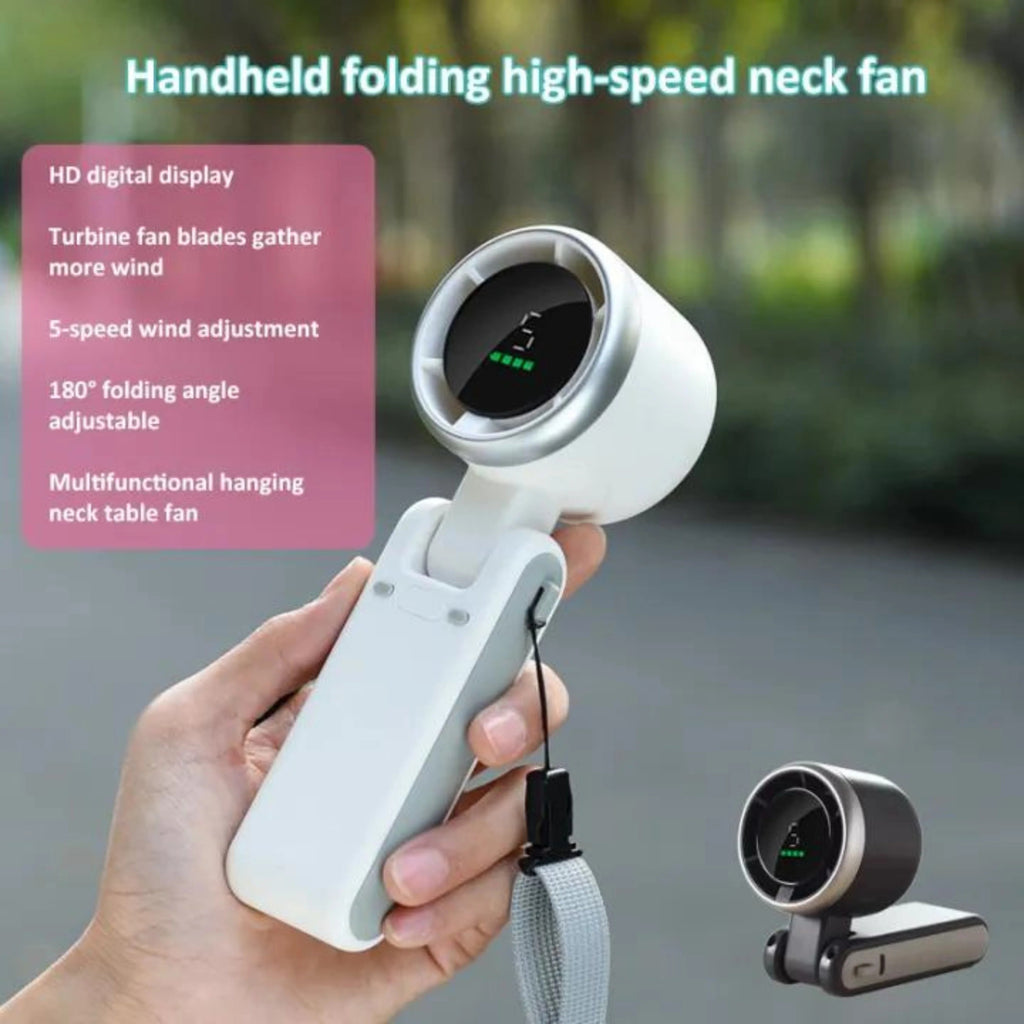 Handheld Folding Turbo Fan With 5 Speed Adjustment Portable cooling Device