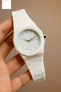 Full White Aura Watch Stylish Design Compact Build Perfect Choice
