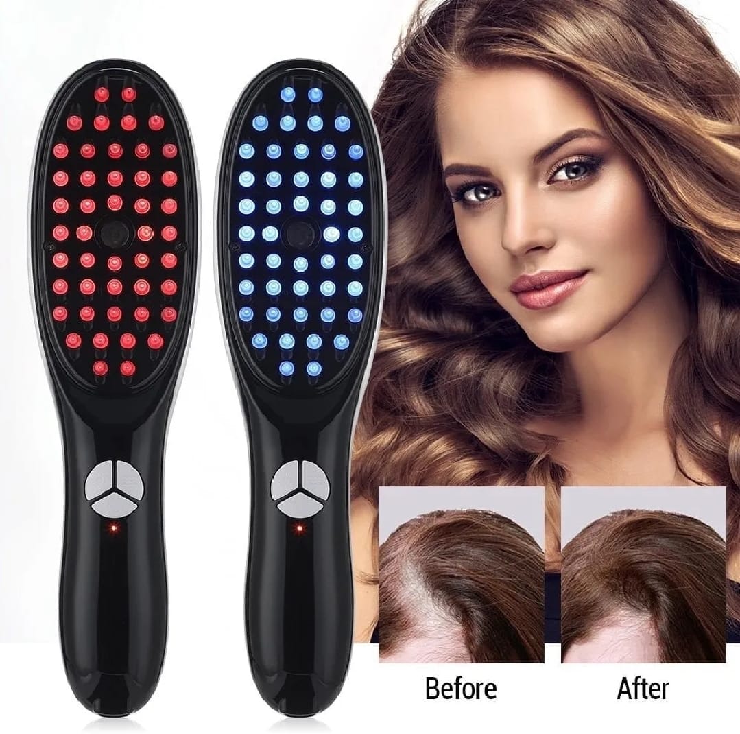 Rechargeable Electric Hair Growth Comb with Steam Spray &amp; Red/Blue LED Therapy