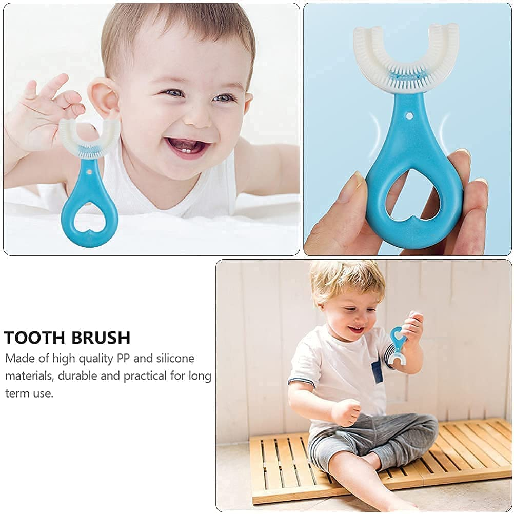 360° U-Shaped Baby Toothbrush | Soft Silicone Kids Oral Care & Teether Brush