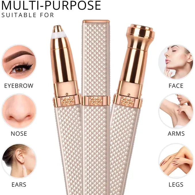 2-in-1 Flawless Hair Remover &amp; Eyebrow Trimmer – Portable Electric Facial Hair Trimmer for Women
