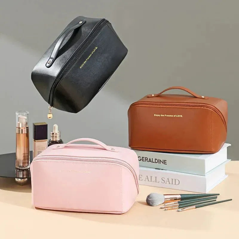 Large Capacity Travel Cosmetic Bag | Black brown pink