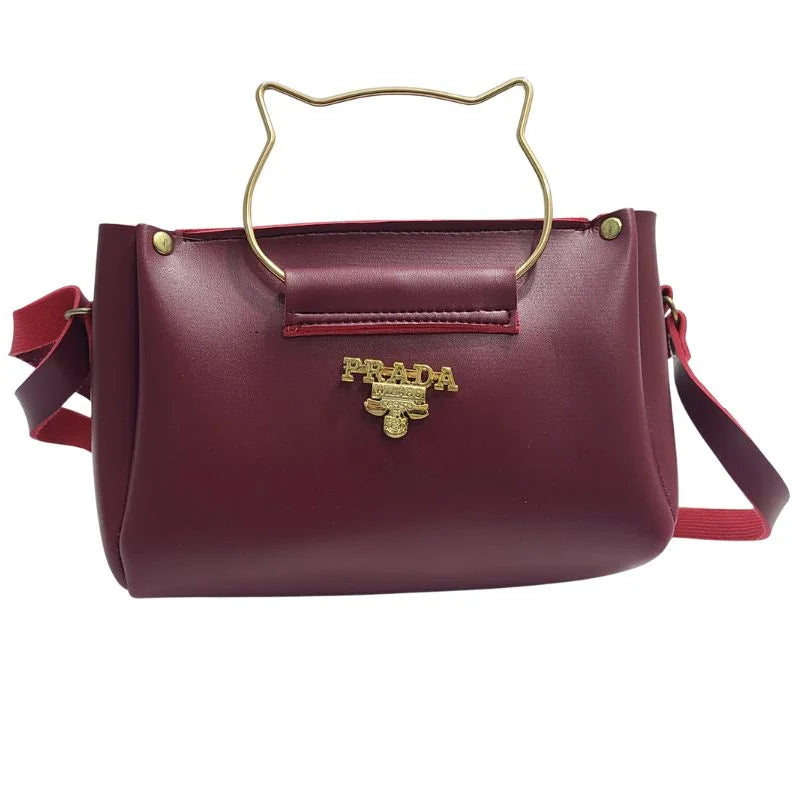White Elegant Cat Handle Handbag for Girls & Ladies | Stylish Shoulder