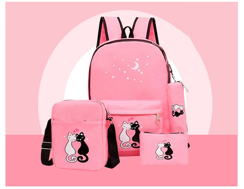 4-Piece School Bag Set/ backpack Children School Bags For Girls Boys