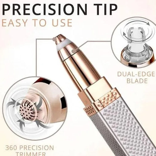 2-in-1 Flawless Hair Remover &amp; Eyebrow Trimmer – Portable Electric Facial Hair Trimmer for Women