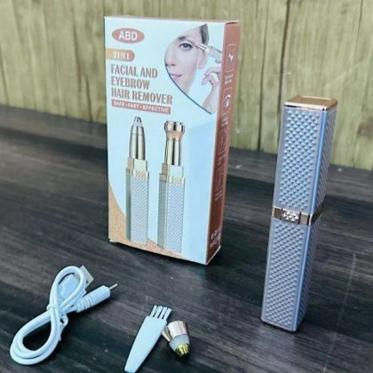 2-in-1 Flawless Hair Remover &amp; Eyebrow Trimmer – Portable Electric Facial Hair Trimmer for Women