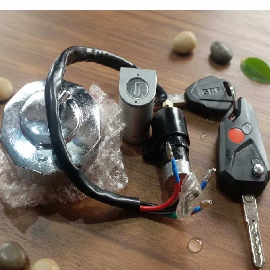 Computerised Key Lock Switch Kit 3 Pcs for Honda CD70 Bike